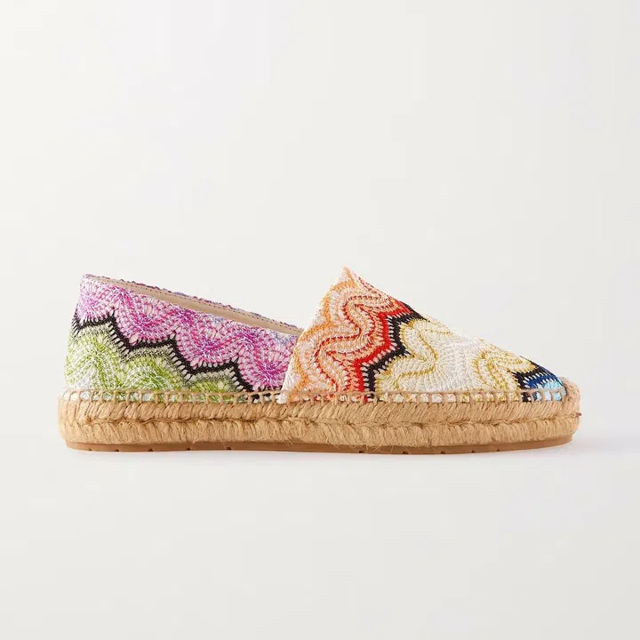 Mare Striped Crochet-Knit Espadrilles, $429, Missoni at Net-a-Porter
