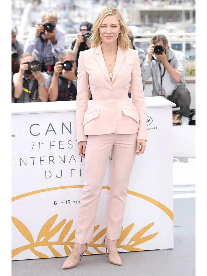 8 May: Blanchett, who is head of this year's jury, looked glamorous in a pale-pink trouser suit by Stella McCartney.

Photo: Getty