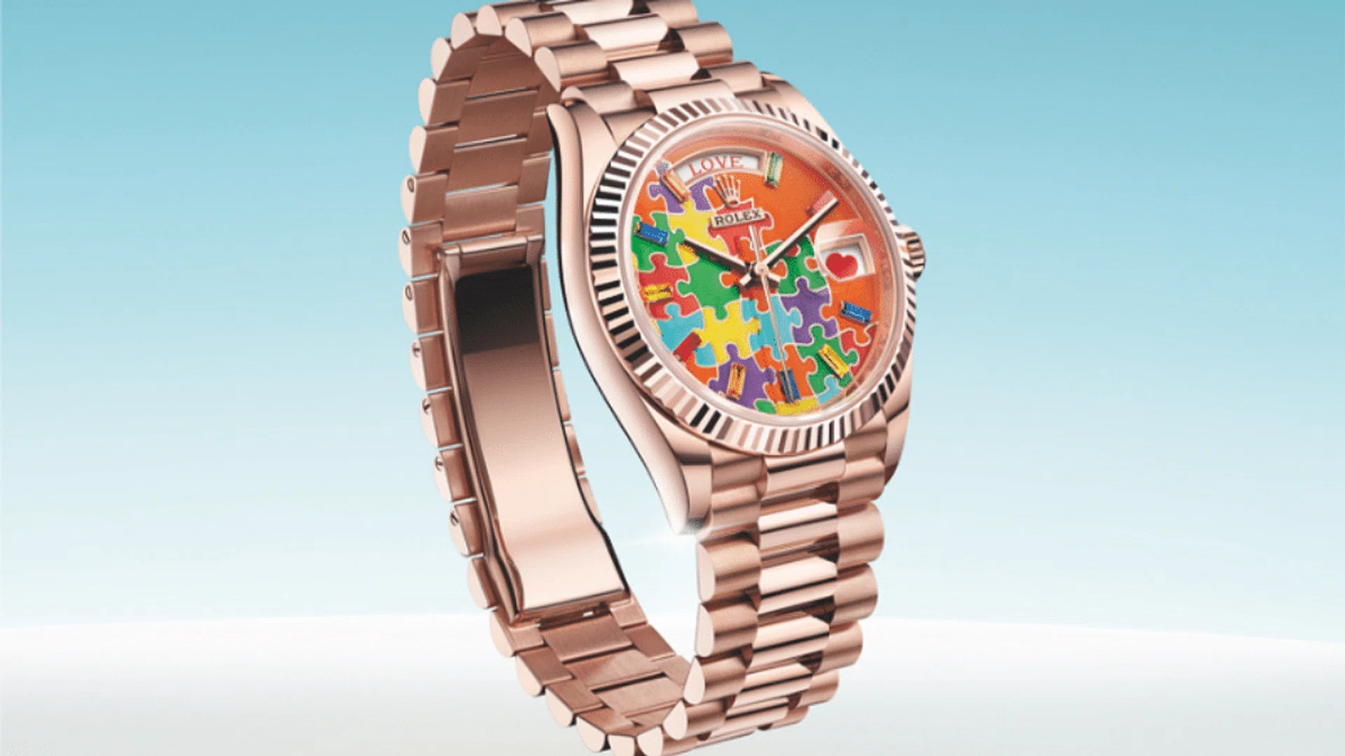 Everose gold and enamel Oyster Perpetual Day-Date 36, Rolex