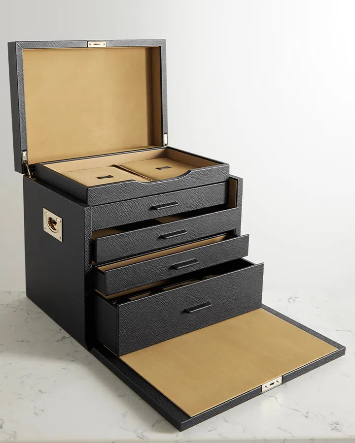 Harper’s BAZAAR’s Ultimate Jewellery Cleaning And Storage Guide | Smythson jewelelry box black leather