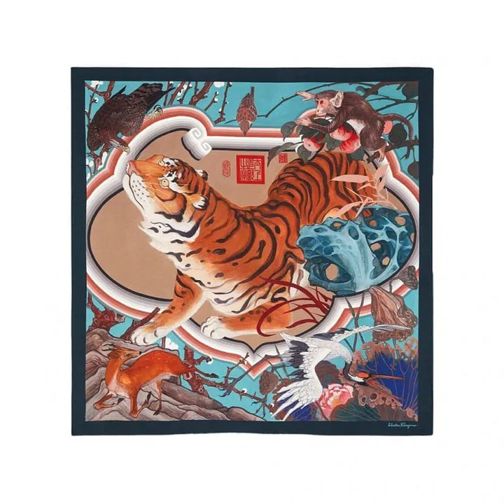 Silk foulard, $620, Salvatore Ferragamo

