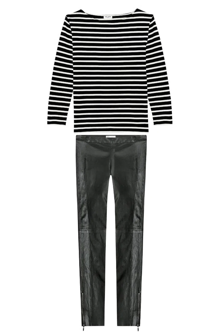 Top, Saint Laurent. Pants, Brunello Cucinelli.