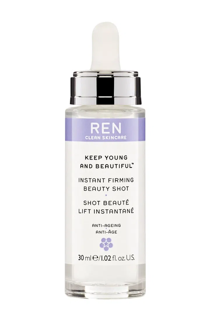 I swear by REN’s Instant Firming Beauty Shot, Omega 3 Optimum Skin Serum Oil and Sirtuin Phytohormone Replenishing Cream.