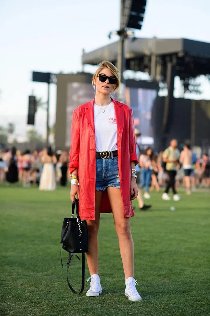 Top off a classic t-shirt and cutoffs outfit with a long layered jacket to add some dimension.

Photo: Tyler Joe