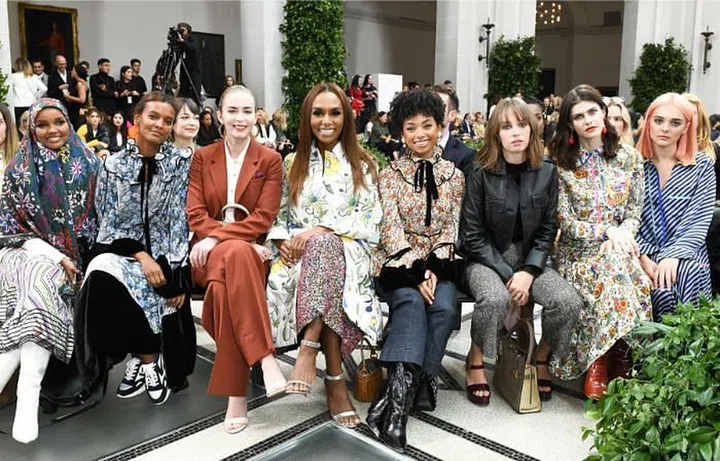 Front row attendees: Halima Aden, Liya Kebeda, Emily Blunt, Janet Mock, Logan Browning, Maya Hawke, Alexandra Daddario, Charlotte Lawrence.

Photo: Courtesy