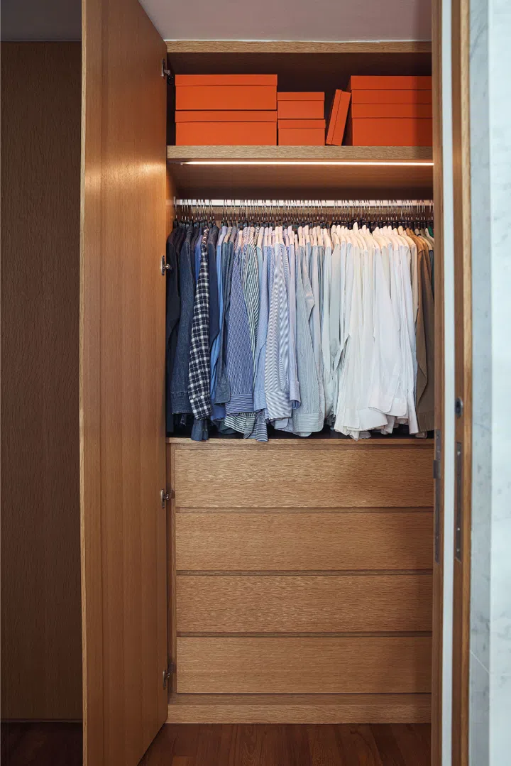 Timeless pieces in Andre Wu's wardrobe, including Charvet shirts.