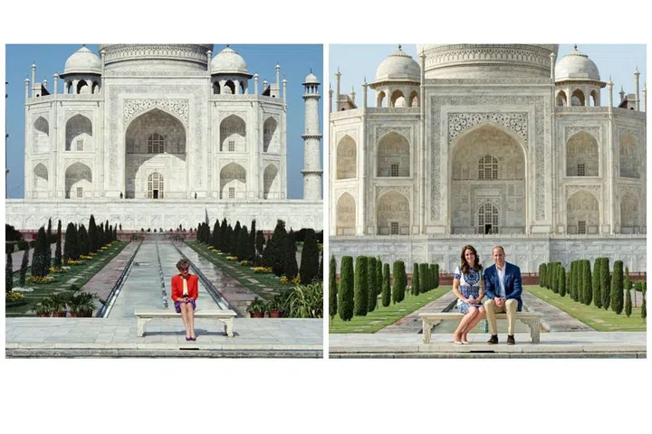 We imagine these pics are framed together in Kensington Palace.