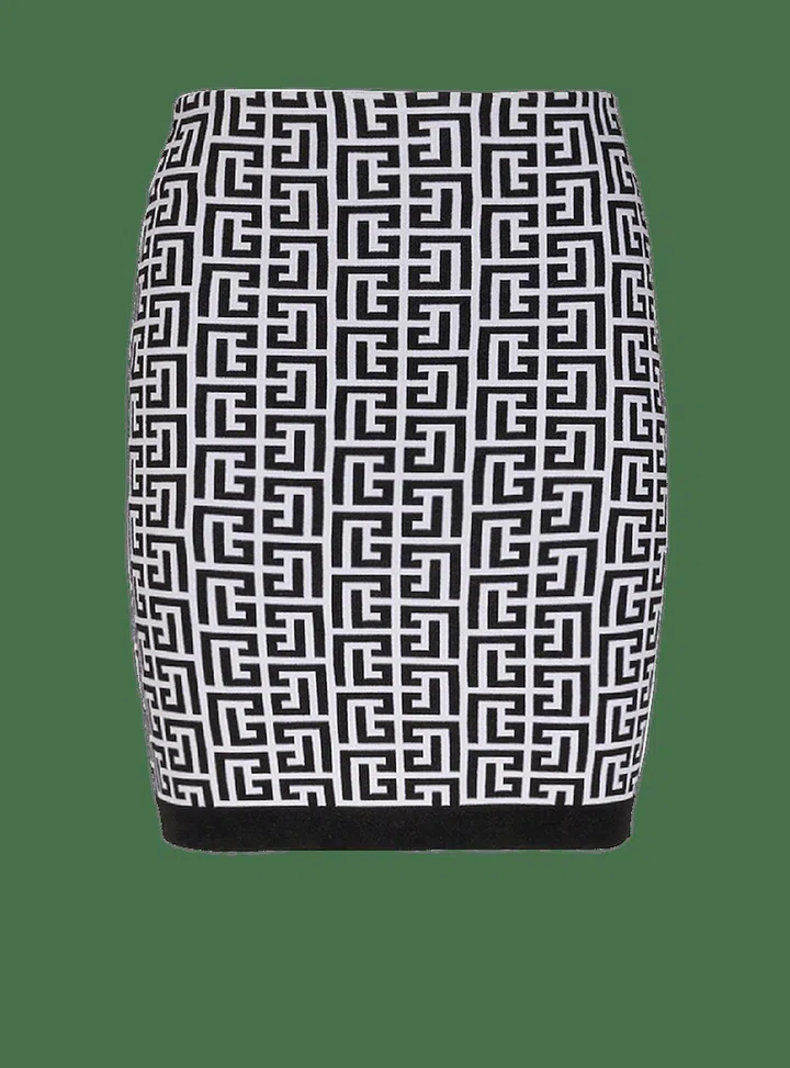 Short Knit Skirt With Balmain Monogram, $1,190, Balmain
