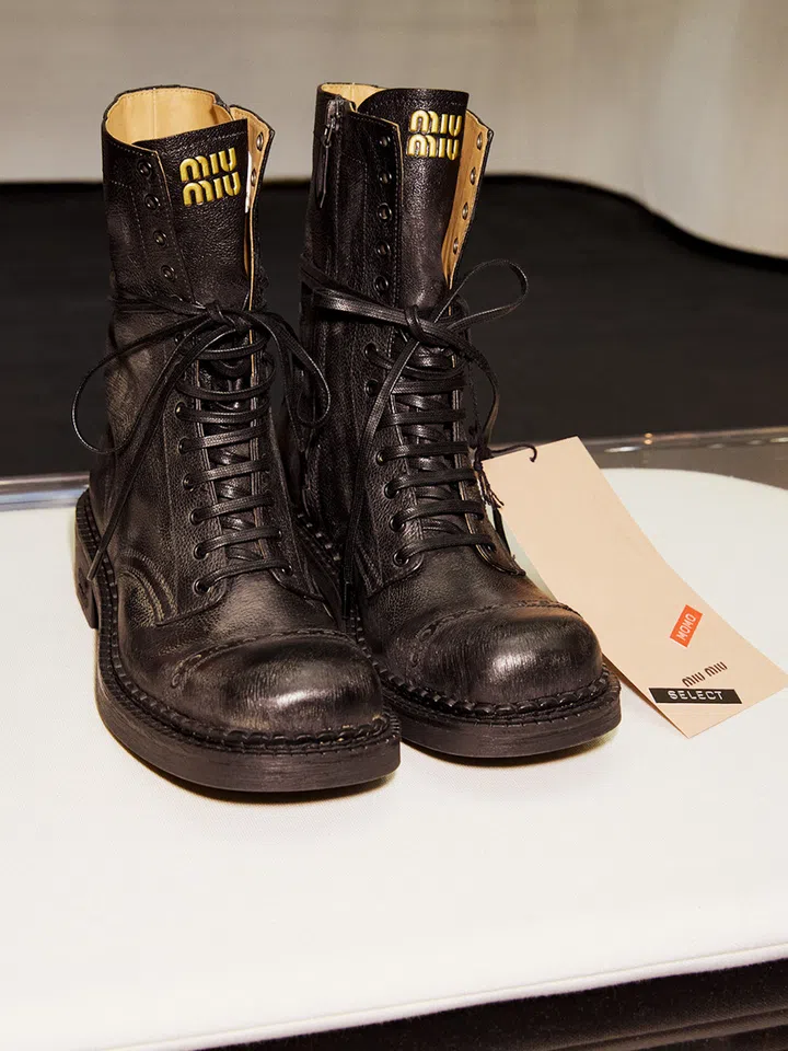 momo twice k-pop miu-miu select paragon leather laced boots