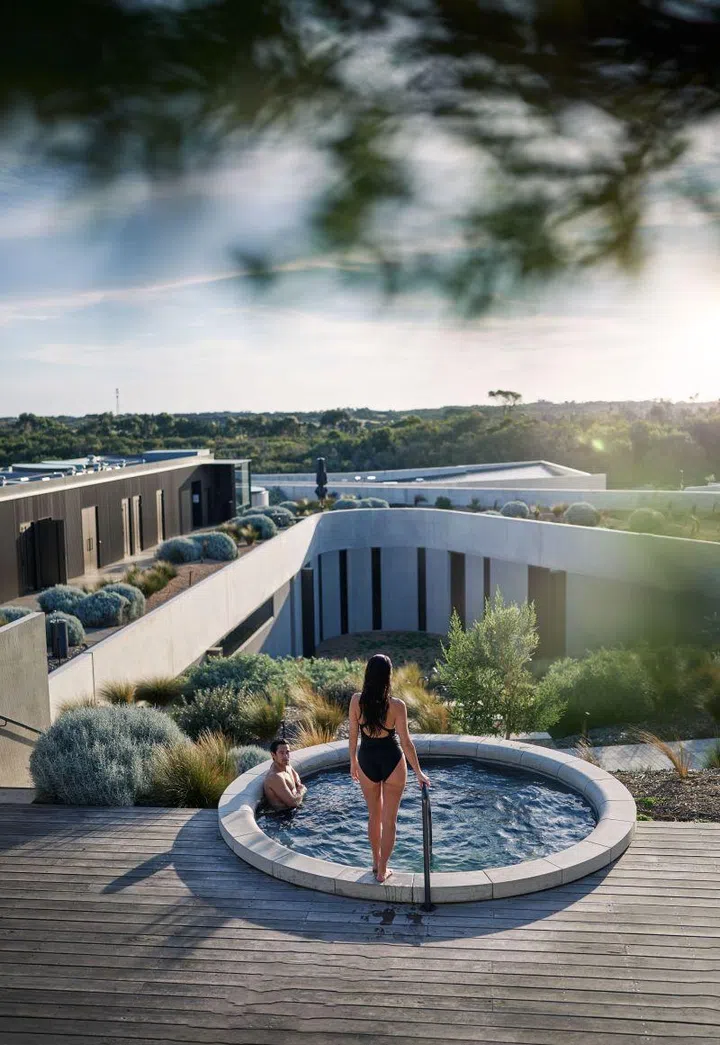 Guests bathing at Alba Thermal Springs & Spa, Victoria, Australia