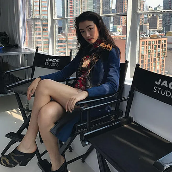 Just moments before she broke character in front of BAZAAR's camera for the short video taping. 