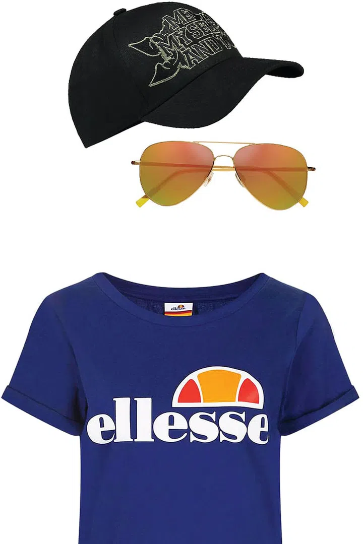 Cap, NIKKIE. Sunglasses, Polaroid. T-shirt, Ellesse at Topshop.