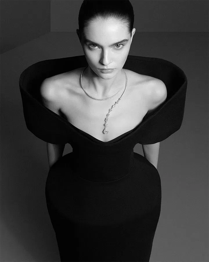 best high jewellery collections of 2026 | model wearing boucheron historie de style spark necklace