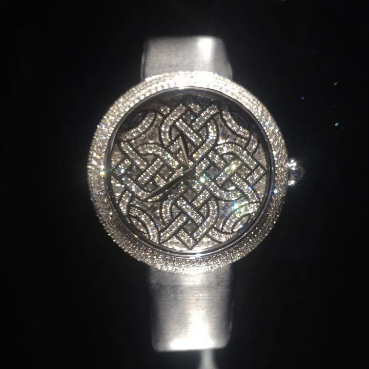 The Mademoiselle Privé Aubazine Décor watch distinctive dial is inspired by the stained glass windows of the Aubazine abbey where Gabrielle Chanel spent her childhood