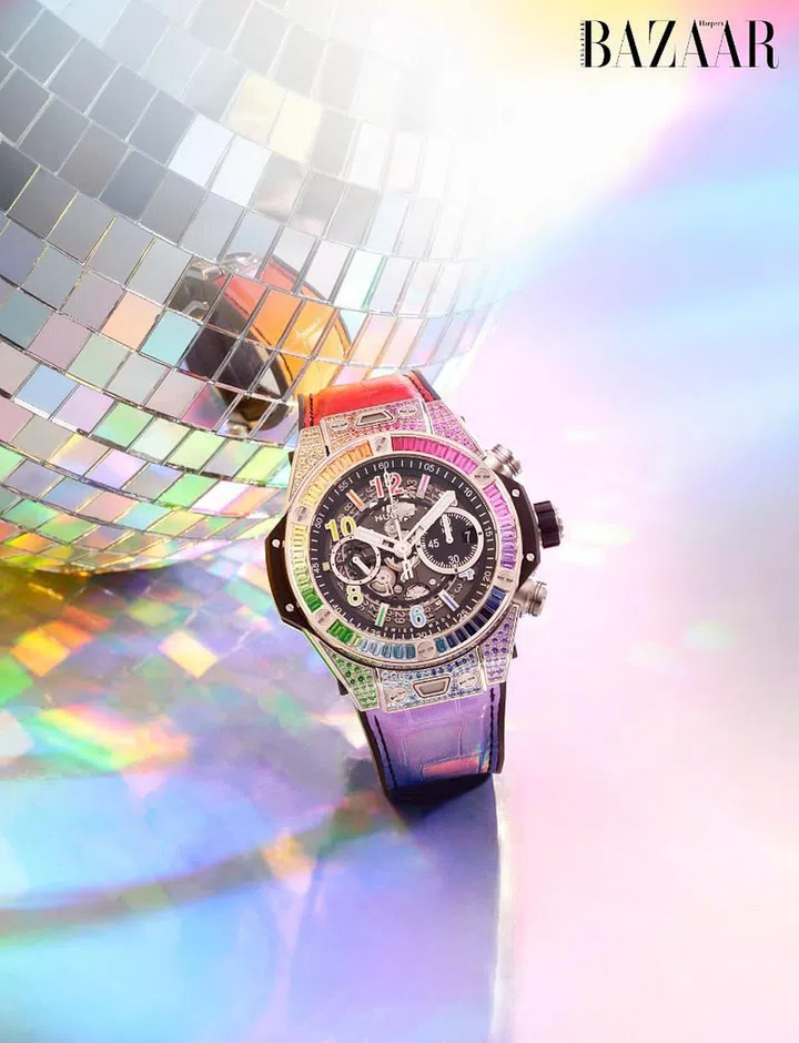 White Gold, titanium and multi-gem Big Bang Unico Titanium Rainbow (44mm) watch