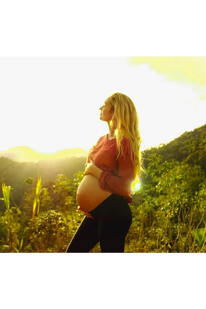 The South African model posted this shot on Instagram this July, showing off the growing bump of her first child. Photo: Candice Swanepoel