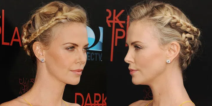 A combination of regular and French braiding keeps an updo from looking too stuffy.