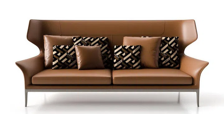 It is also available as a three-seater sofa, featuring the same elegant ‘heels’. (Photo: Versace)
