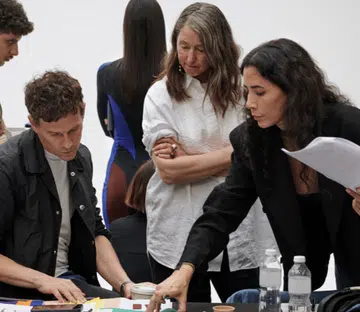 Casey Cadwallader with Ann-Sofie Johansson (in white shirt) in the studio.
