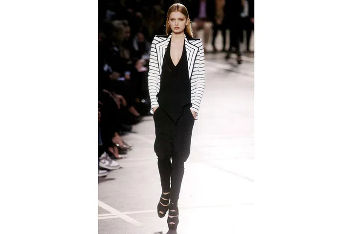 Riccardo Tisci's graphic black and white jackets recall the famous one crafted for Bowie by pal Freddie Burretti. ; Photo: Getty