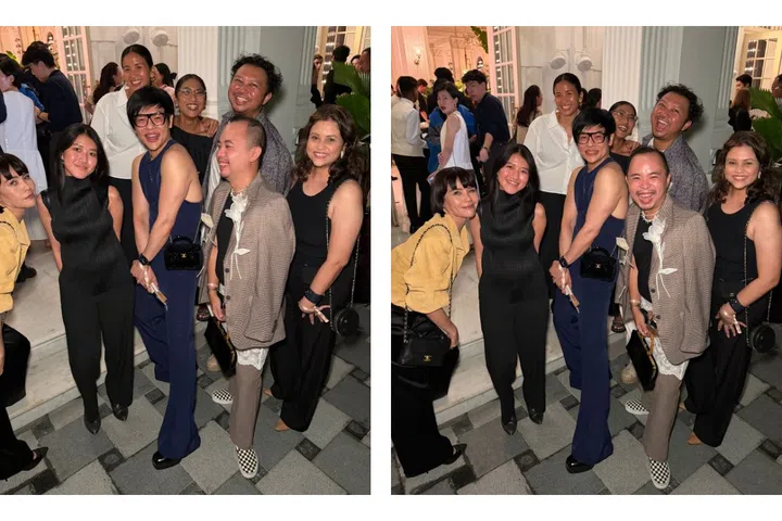 The BAZAAR team being photobombed by Zoe Tay.