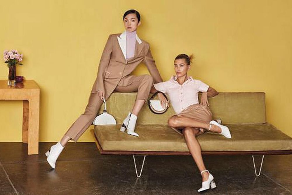 Charles and Keith Fall 2019 campaign starring Hailey Bieber and Ju Xiao Wen
