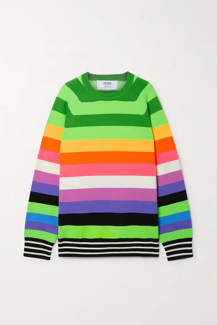 Oversized Striped Wool-Blend Sweater, $1,188, Christopher John Rogers at Net-a-Porter
