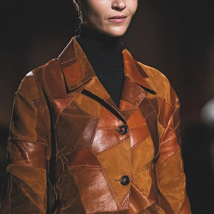 A coat of patchworked leather. (Photo: Tod's)