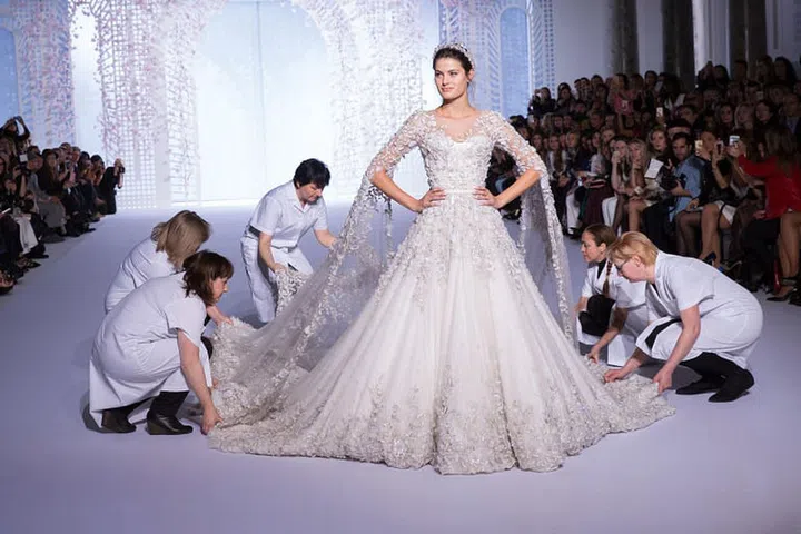 Isabeli Fontana during the Ralph &amp; Russo spring/summer 2016 couture show. Photo: Getty Images
