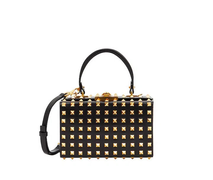 Valentino Garavani Rockstud Alcove Box bag with antique brass studs all over (Photo: Valentino) 