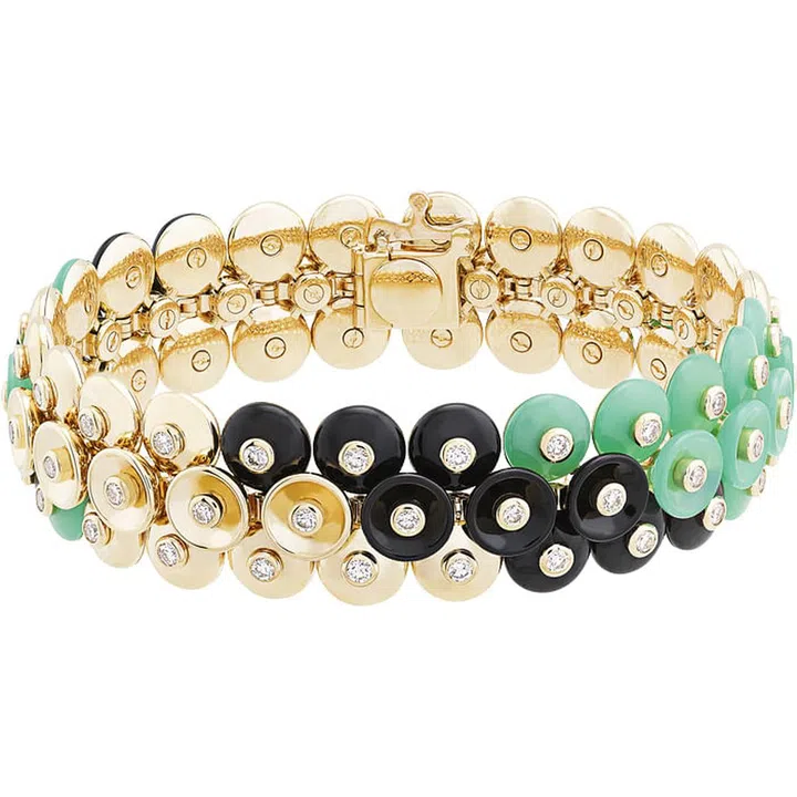 Gold, oynx, chrysoprase and diamond Bouton d’Or bracelet