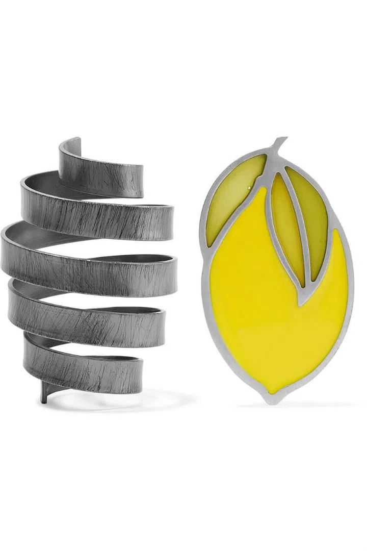 Le Citron gunmetal-tone and enamel earrings, S$327.21