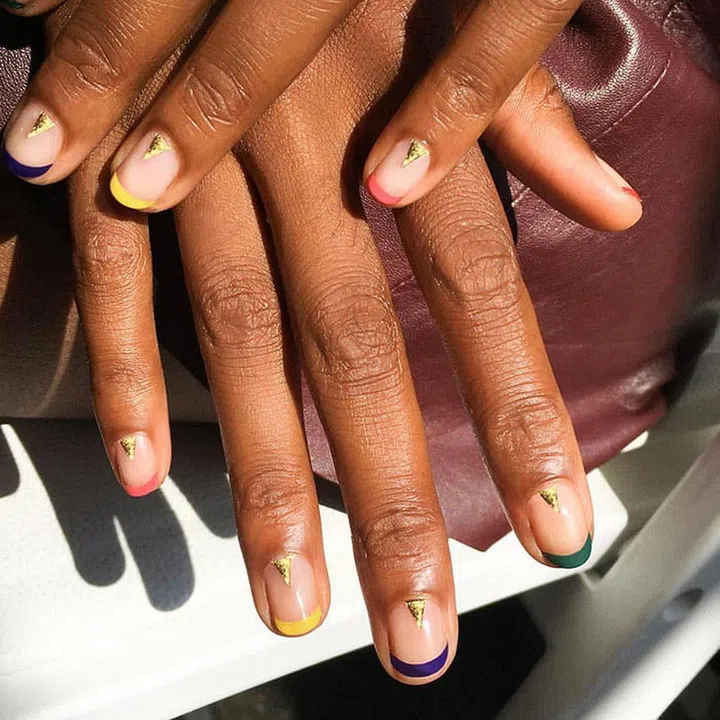 INSPIRED BY: Creatures of Comfort Spring/Summer '17.
WHY WE LOVE IT: The French manicure continues to be completely reimagined for 2017. Multicolor tips on the Creatures of Comfort catwalk felt fresh and fun. Diagonally painted blue edges, bold black and white, and thin ribbons of red also prove how far this technique has come. One tip of utmost importance: be sure to coat the base of your nail with a sheer neutral and keep the length short and rounded.