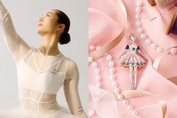 Van cleef arpels Ballet Précieux Clips | ballerina wearing clip and Rêverie de Coppelius clip