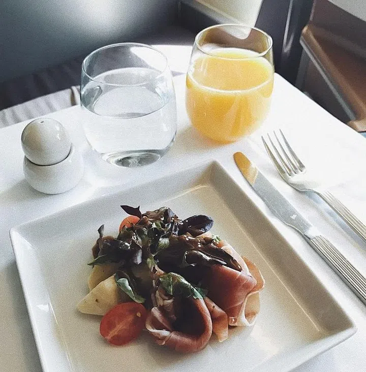 Lovely appetiser at 35,000ft in the air