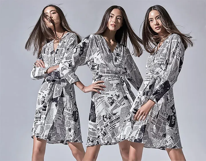 Crepe wrap dress, $440.
