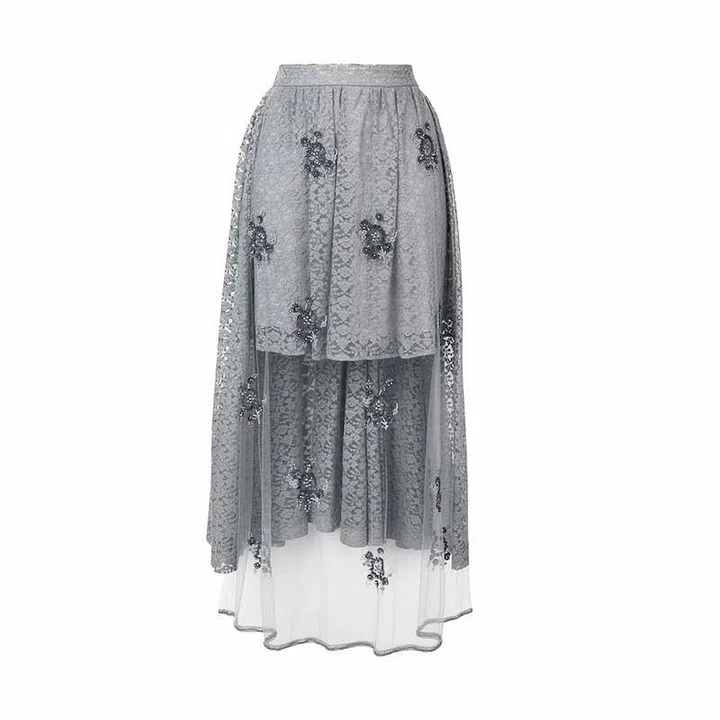 Embellished Lace High-Low Skirt, $3,132, Stella McCartney at Farfetch
