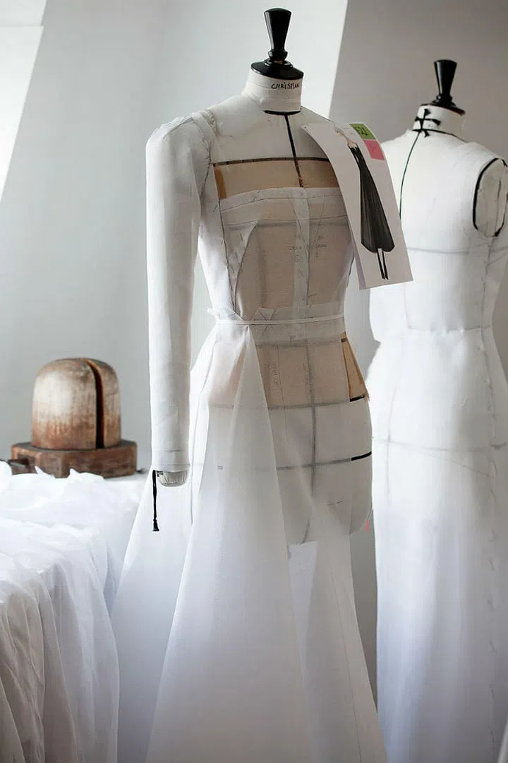 Portman's dress in its very early stages. Photo: Dior