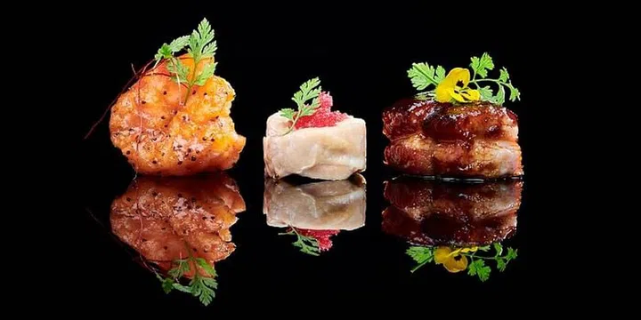 Mitzo Singapore's Bonito barbecued pork, prawn in osmanthus, drunken chicken