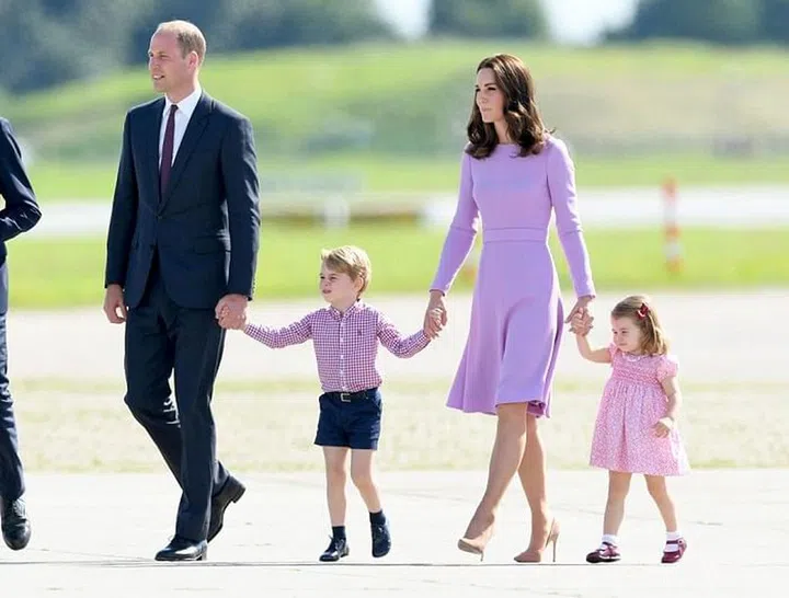 Prince George and Prince Charlotte on the royal tour of Germany, July 2017. Photo: Getty
