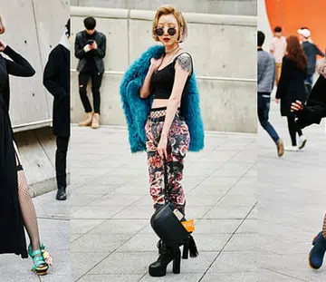 seoul fashion weeek street style trends fishnets