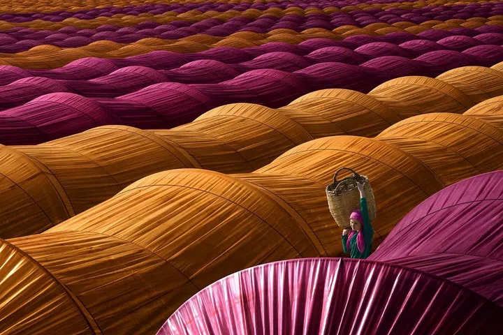 "To take this shot, I had to climb a relief which allowed me to include interesting, colored greenhouses located near Nazilli. To make the picture more interesting, I waited for the moment when a Turkish peasant who was working with the strawberries entered the frame." –Leyla Emektar