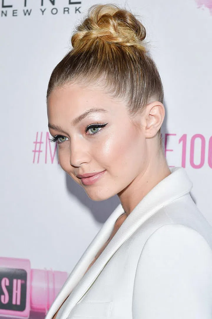 The Maybelline spokesmodel wore this crown-like braided bun to a party for the brand in 2015. Photo: Getty