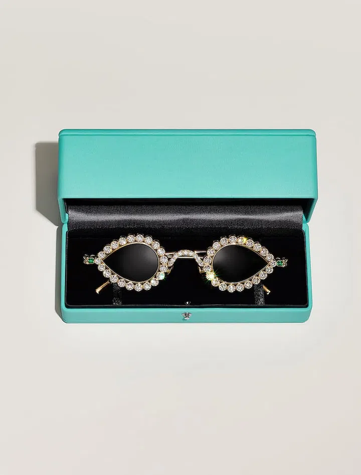 The Tiffany & Co. sunglasses that Pharrell Williams wore to the Kenzo show contains 25 carats worth of diamonds. (Photo: Tiffany & Co.)