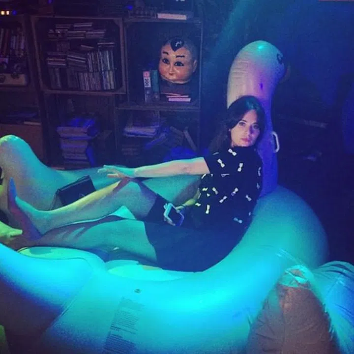 Just hanging out on a giant inflatable swan as per usual. Photo: Instagram