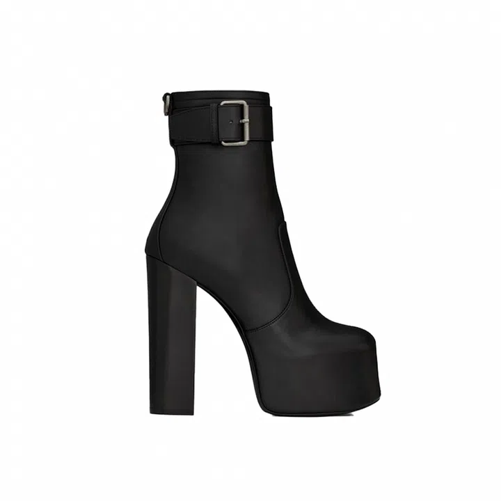 Cherry Buckle Platform Booties In Smooth Leather, $2,640, Saint Laurent