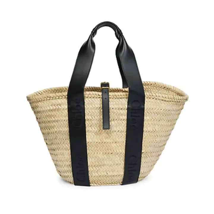 Chloé Sense Woven Raffia Tote