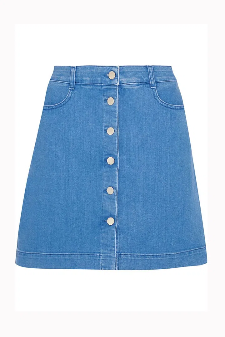 Flattering, timeless and versatile, the A-line mini skirt can be worn with polo necks, tights and ankle boots come winter and with trainers, pumps or espadrilles during the warmer months.
Stretch-denim mini skirt, £300, Stella McCartney at Net A Porter