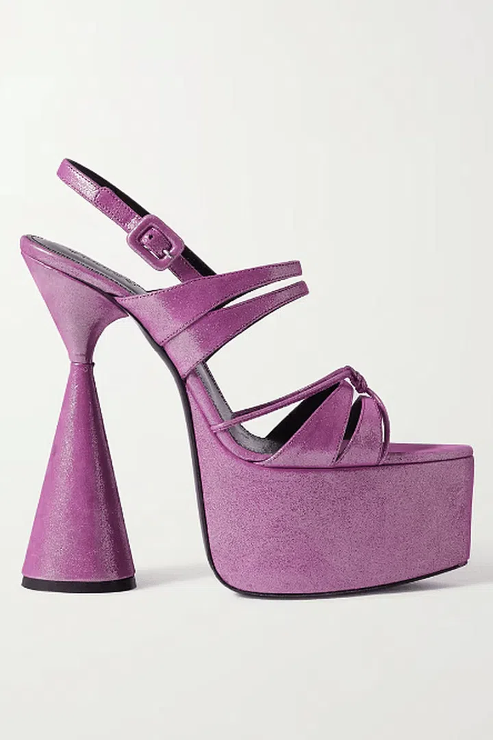 Belle Glittered-Leather Platform Sandals, $1,193, D'Accori at Net-a-Porter