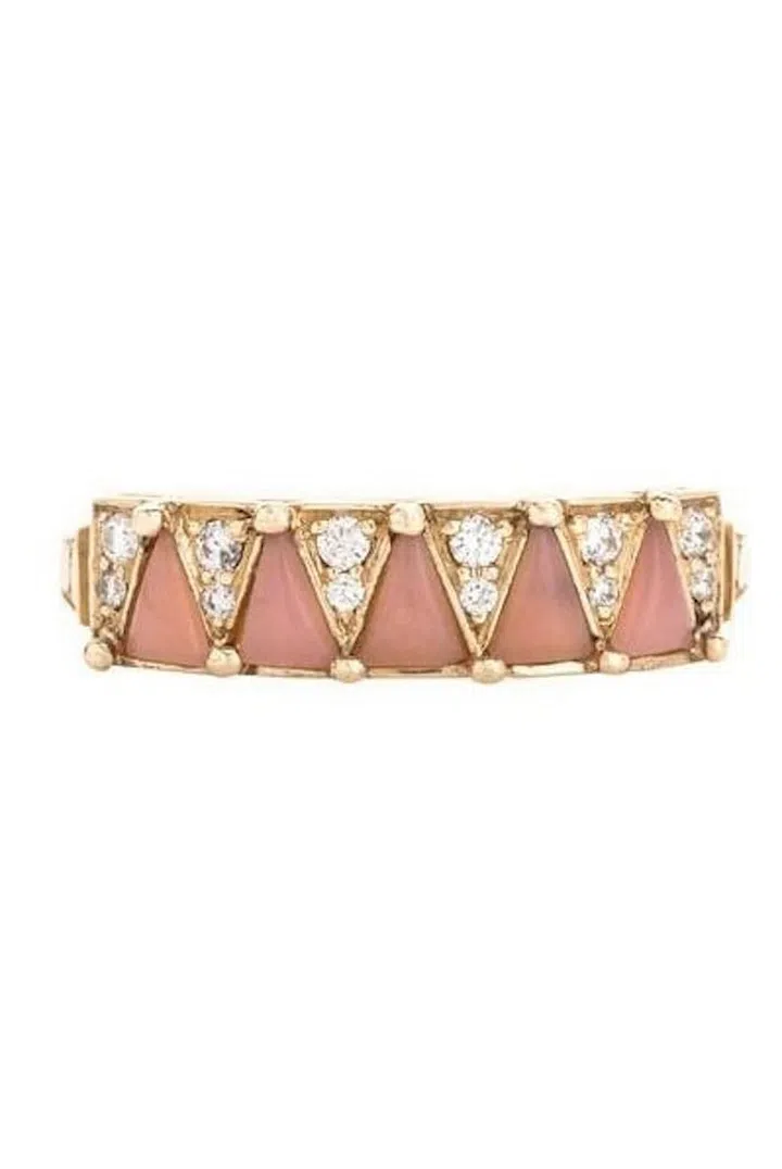 14kt gold ring with opals and white diamonds, $2,350, mociun.com. 
